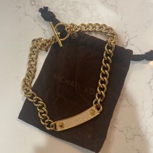 LN Michael Kors Pave Crystal Gold Chain Choker/Necklace.